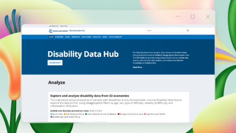 An image that includes a screenshot of the World Bank's Disability Data Hub.