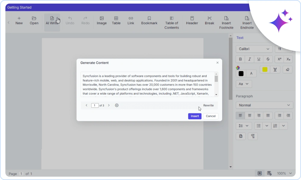 Word processor AI powered