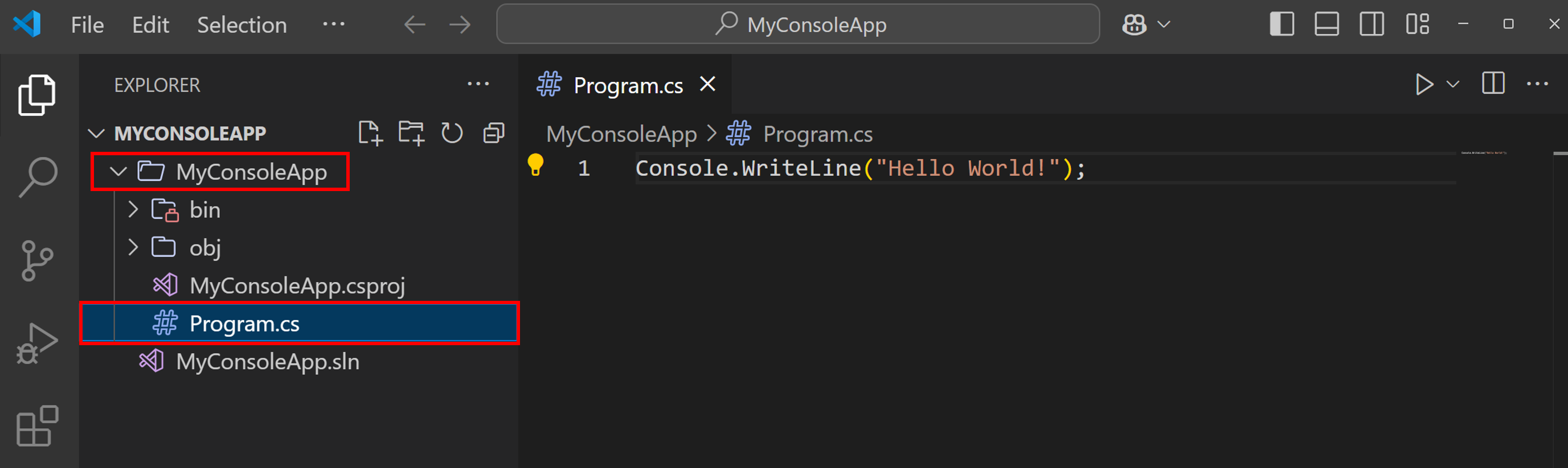 Program cs in solution explorer