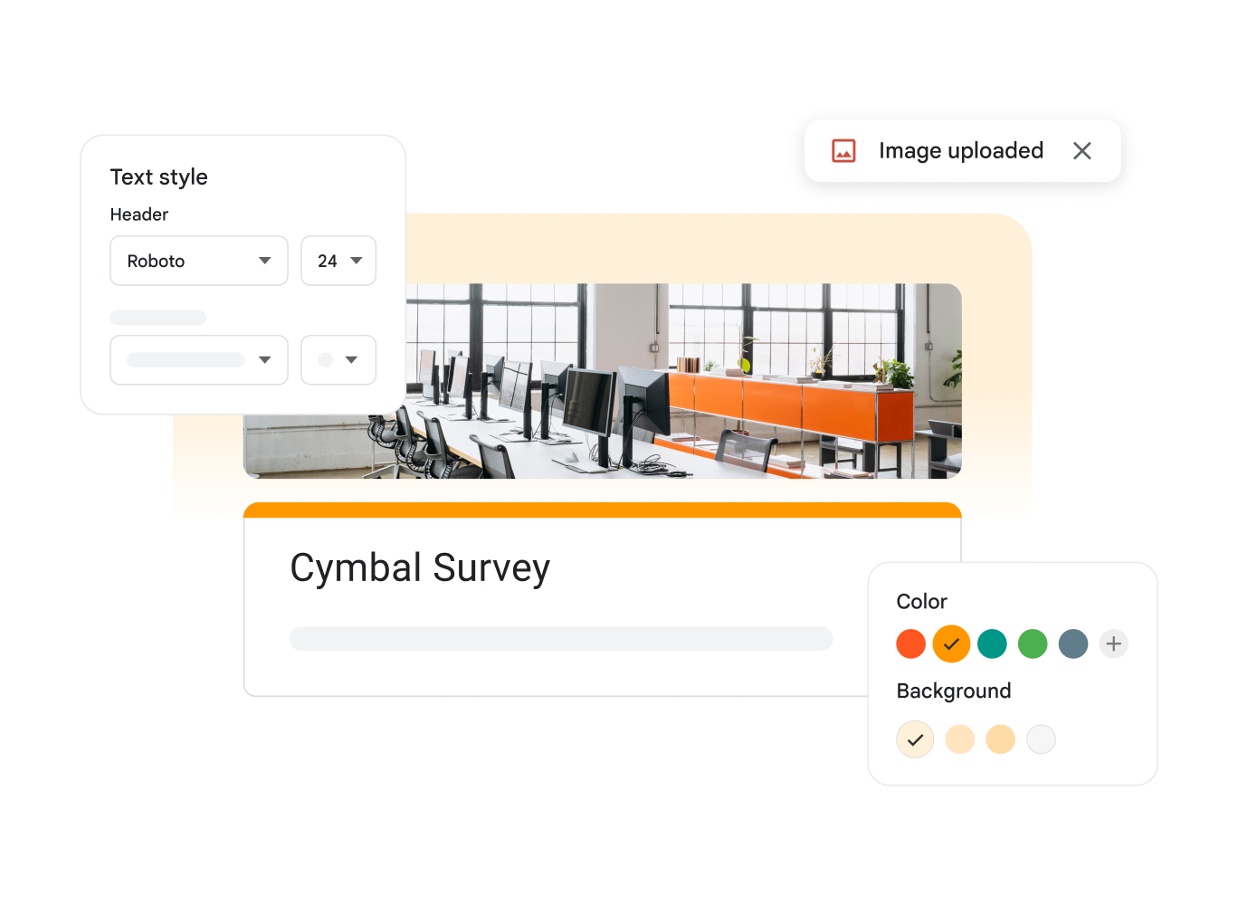 UI met stijlopties voor een enquête in Google Formulieren