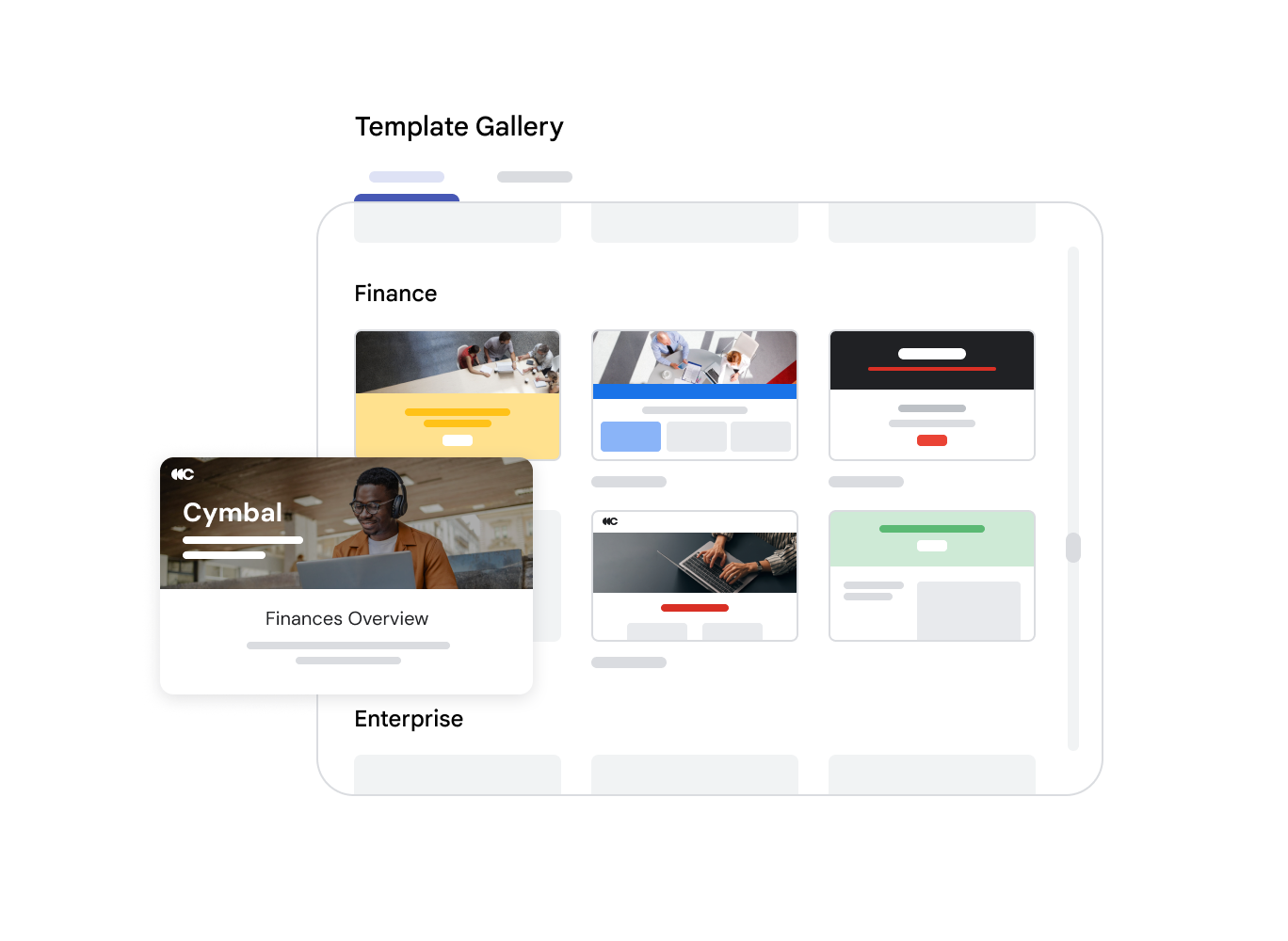 Templategalerij waarin een template is geselecteerd