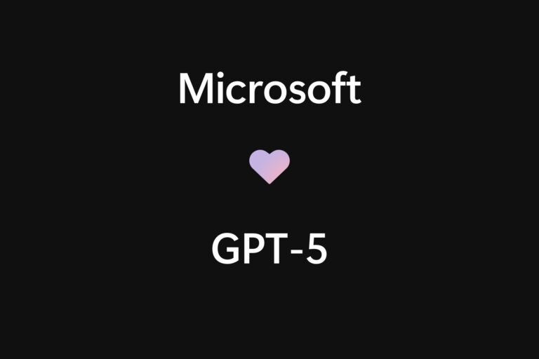 Fondo negro con las letras "Microsoft ama GPT-5"