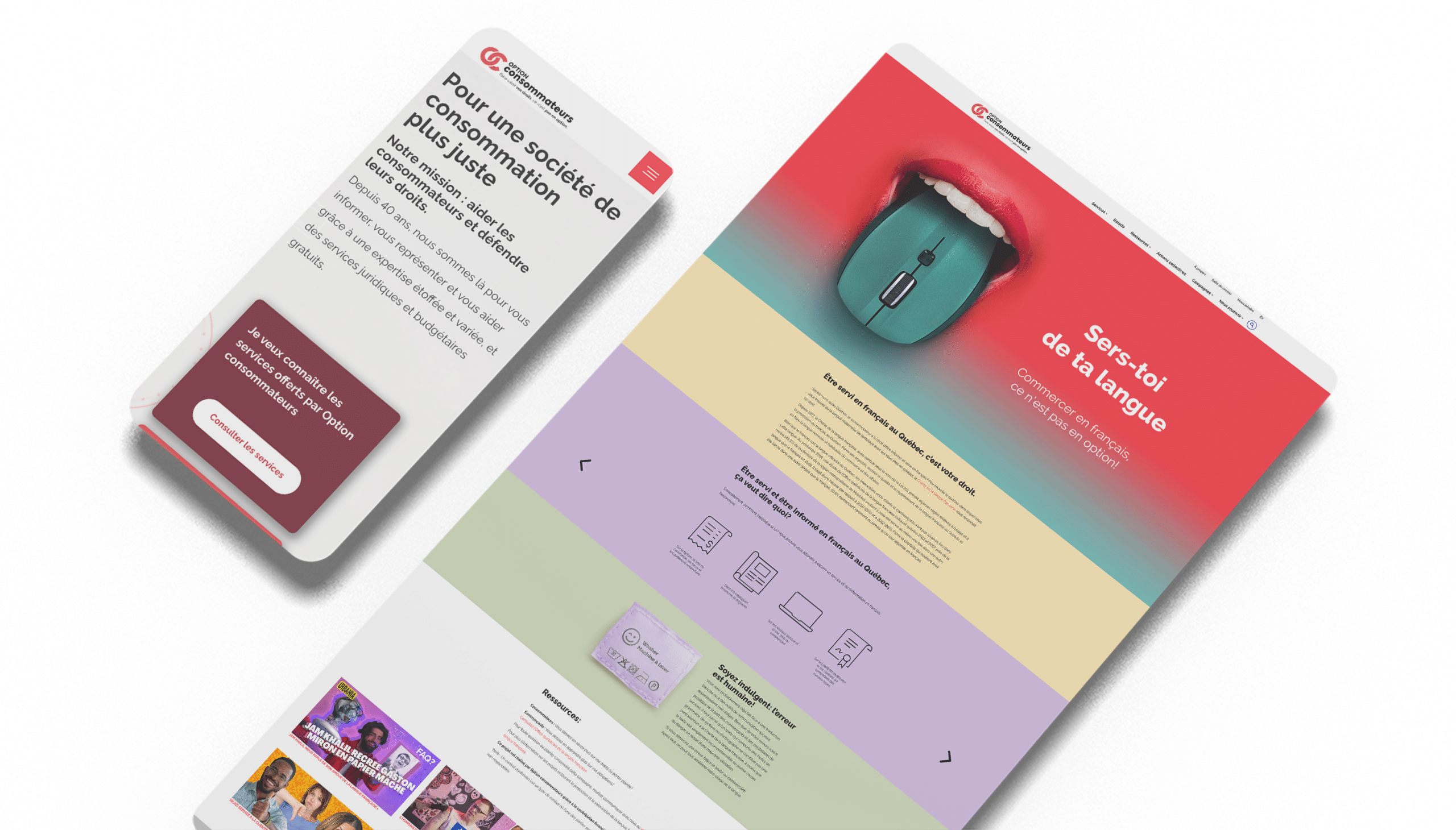 Capture d'écran du site de Option Consommateurs