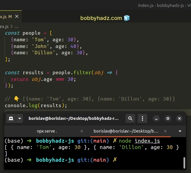 filter array of objects based on property