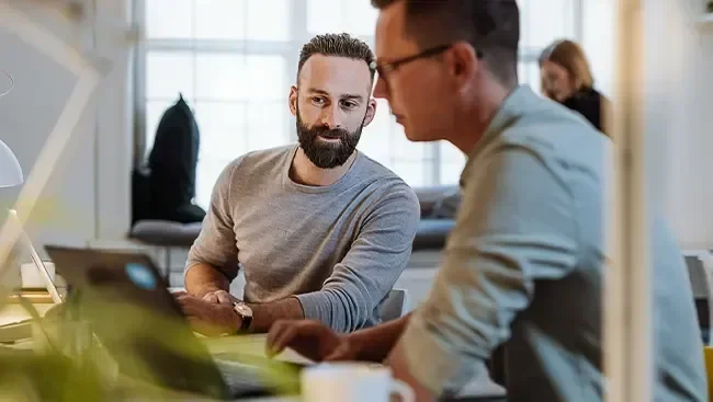 Male looking at laptop