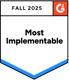 G2 Award Badge: Most Implementable